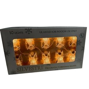 Vintage Silvestri Celestial Christmas 10 Lights Ornaments Clear Angels Cherub